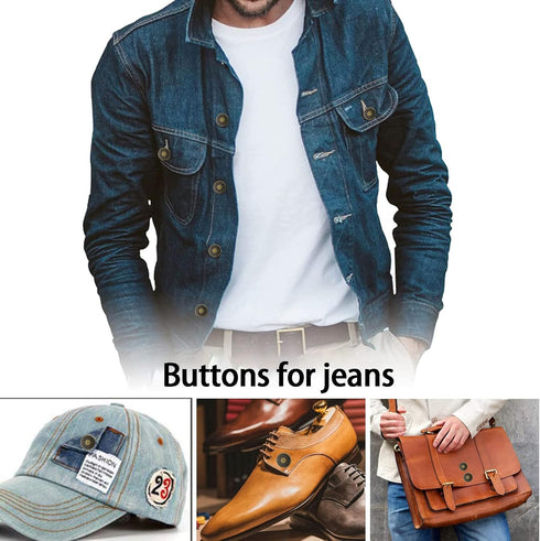 YouOKLight buttons for Jeans,17 mm no-sew nailess removable metal jeans buttons replacement repair combo thread rivets and screwdrivers,12 replace...